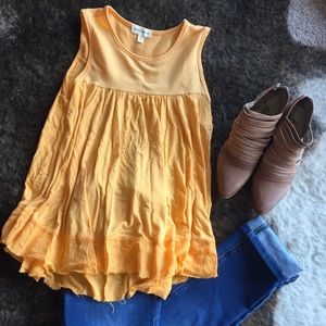 Liberty Garden Tangerine Anthropologie Tank XS EUC